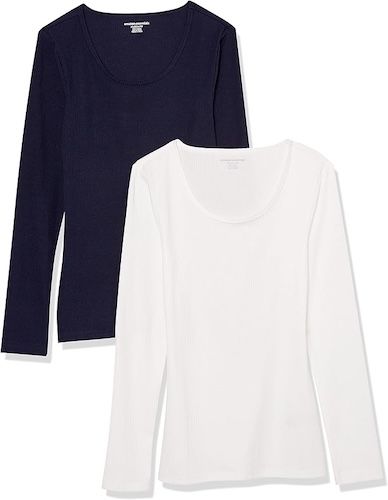 Amazon Essentials Sweater for Women Slim-Fit Rib Scoop Neck 2 Packs