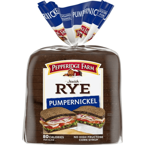 Pepperidge Farm Jewish RYE Pumpernickel Dark Pump Bread, 80 Calories Per Slice, No High Fructose Corn Syrup, 16 oz, Loaf