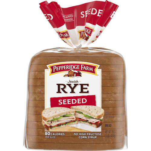 Pepperidge Farm Jewish RYE Seeded Bread, 80 Calories Per Slice, No High Fructose Corn Syrup, 16 oz, Bag