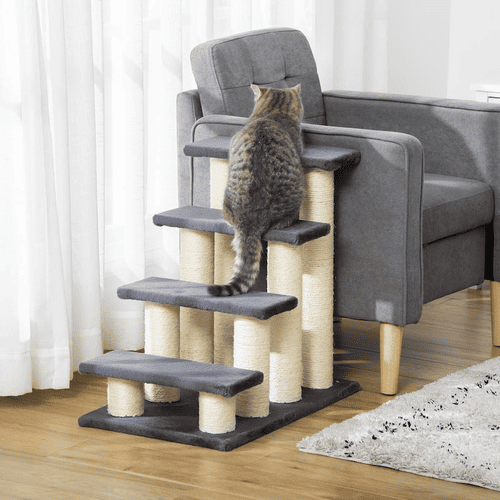 PawHut Cat Tree with Sisal Scratching Post and 4 Stair Steps