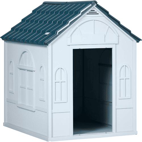 PawHut Water Resistant Plastic Dog House and Shelter with Door, Easy to Assemble, Blue