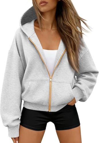 Trendy Queen Womens Zip Up Hoodies Sweatshirt