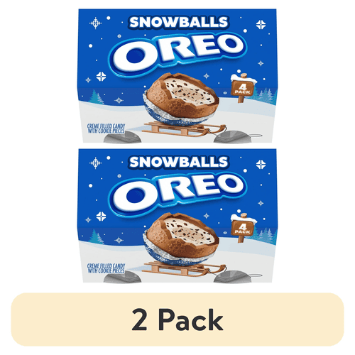 Oreo Snowballs, Creme Filled Holiday Candy with Cookie Pieces, 4 Pack