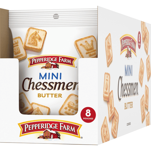 Pepperidge Farm Mini Chessmen Butter Cookies, 8 Pouches, 2.25 oz, Pack of 8