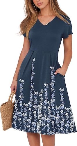 ANRABESS Women Summer Dress Casual Short Sleeve