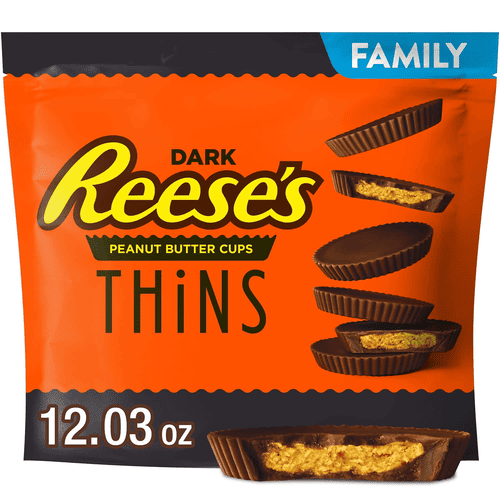 Reese's THiNS Dark Chocolate Peanut Butter Cups, Family Pack, 12.03 oz, Bag