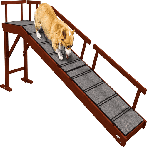 PawHut 73-in Non Slip Pet Ramp for Dogs, Brown
