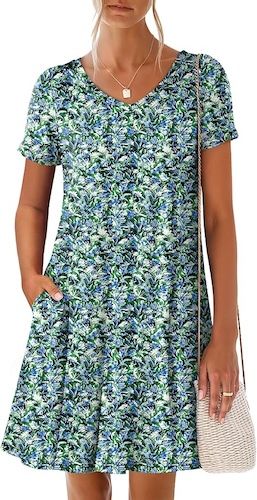ANRABESS Women's Summer T Shirt Dress V Neck