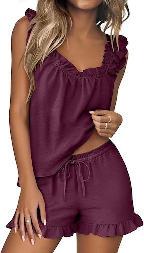 ANRABESS Womens Summer Ruffle Tank Top and Shorts