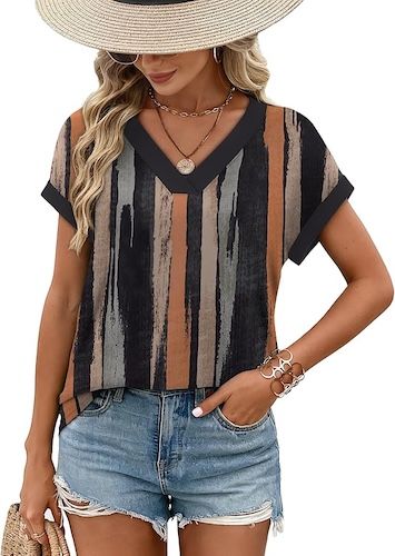 WIHOLL Womens Tops Dressy Casual V Neck T Shirts