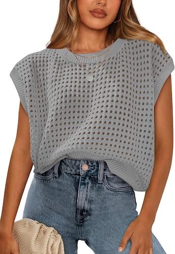 WIHOLL Short Sleeve Hollow Out Knit Sweaters