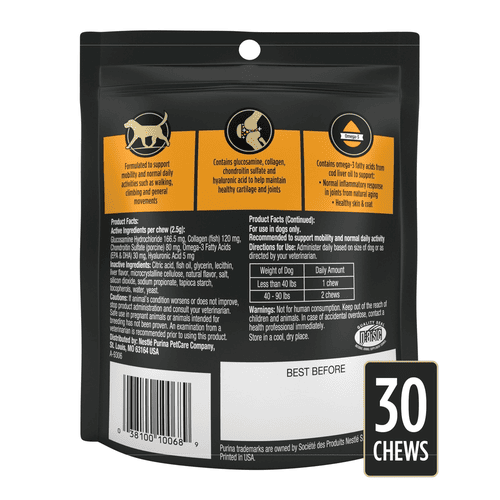 Purina Pro Plan Veterinary Supplements, Canine Joint Support Supplement for Small and Medium Dogs, 30 Soft Chews