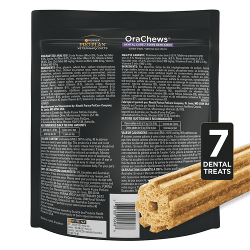 Purina Pro Plan Veterinary Diets OraChews Low Fat Chicken Dental Care Canine Treats for Large Dogs, 7 Count, Bag