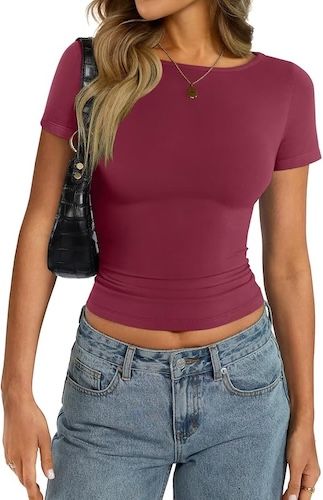 EasyGala Womens Cotton Boat Neck Short Sleeve Shirts