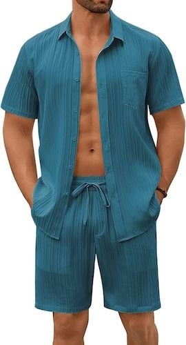 COOFANDY Mens Beach Outfits 2 Piece Sets