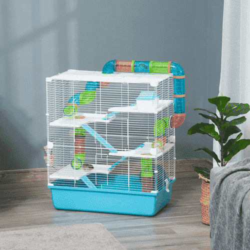 PawHut Light Blue 5-Platform Hamster Cage