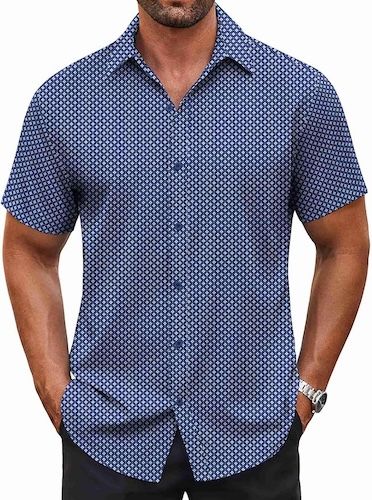 COOFANDY Men's Button Down Shirt Short Sleeve Dress Shirt