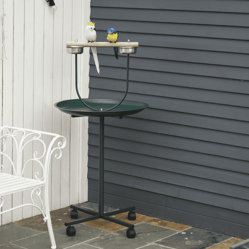 PawHut Green 23.5 x 23.5 x 48-in Bird Play Stand with Wheels