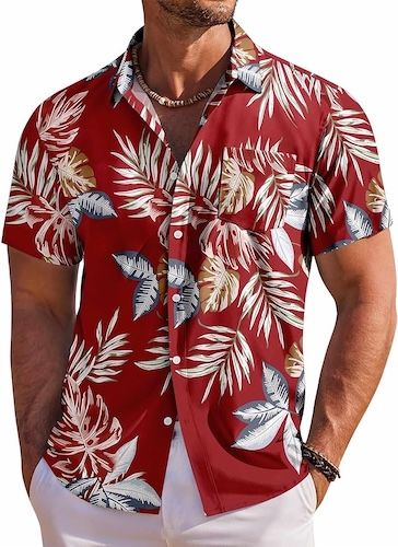 COOFANDY Men's Hawaiian Short Sleeve Floral Shirt