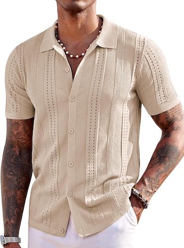 COOFANDY Men's Knit Shirts Short Sleeve