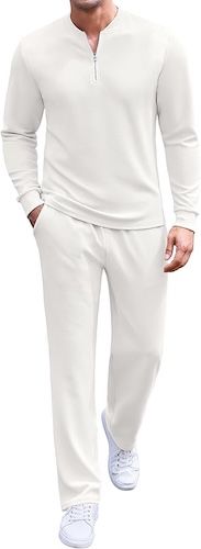 COOFANDY Men's 2 Piece Tracksuit Set Polo Athletic Sweatsuit