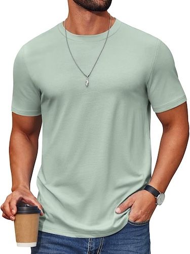 COOFANDY Men's Cotton Blend Summer Basic Tee Shirts