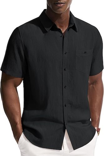 PJ PAUL JONES Mens Linen Shirts Short Sleeve