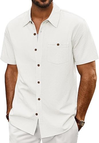 PJ PAUL JONES Mens Button Up Shirts Short Sleeve Untucked Shirts