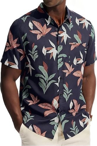 PJ PAUL JONES Mens Hawaiian Shirt Short Sleeve