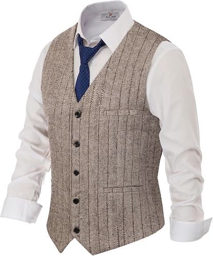 PJ PAUL JONES Men's Herringbone Tweed Suit Vest