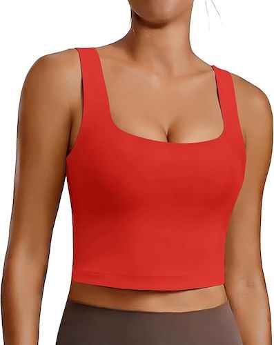 PINSPARK Sports Bra for Women Square Neck