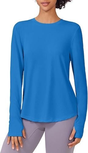 PINSPARK Soft Long Sleeve Workout Tops for Women Thumb Holes