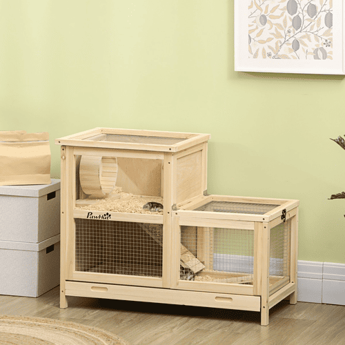 PawHut 30.75 x 16.25 x 23.5-in Wooden Hamster Cage with Sliding Tray