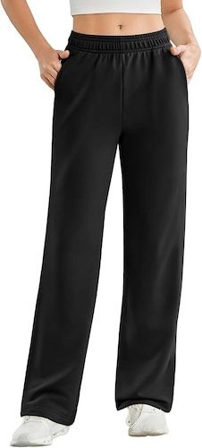 PINSPARK Straight Leg Sweatpants for Women High Rise Elastic Waist