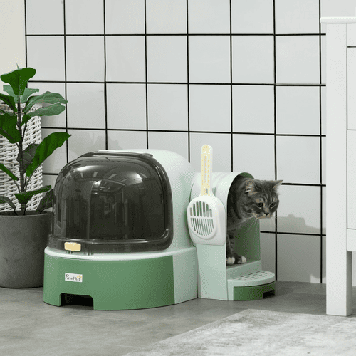 PawHut 23.5 x 20.5 x 16.5-in Green Cat Litter Box with Scoop