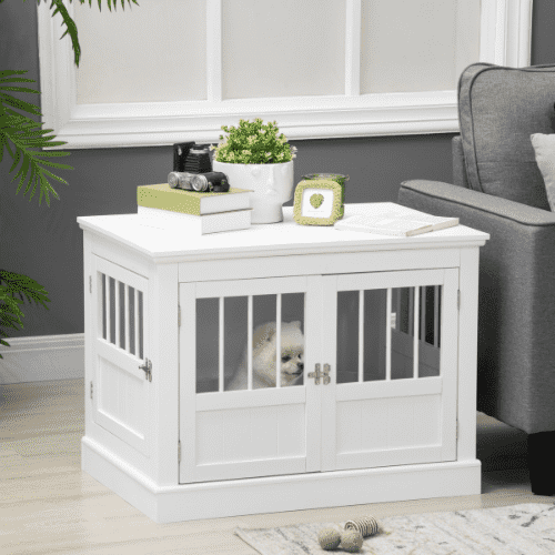 PawHut 30.75 x 20.75 x 23.25-in White Triple Door Furniture Style Dog Crate