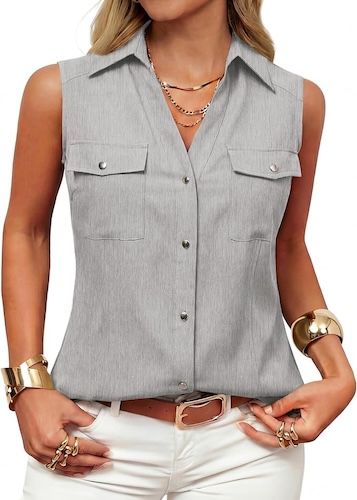 GRACE KARIN Women Sleeveless Summer V Neck Tank Top