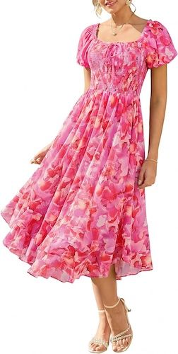 GRACE KARIN Womens Summer Floral Maxi Dress Wedding Guest Dress A Line