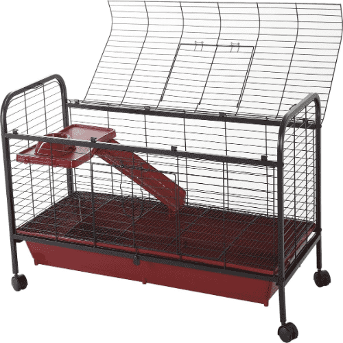 PawHut 41.25 x 17.25 x 26-in Small Pet Cage with Platform & Ramp, Brown