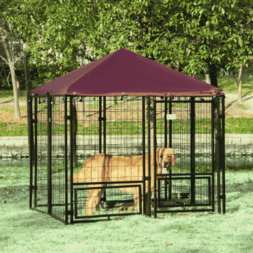 PawHut 4.6 x 4.6 x 5-ft Red Dog Kennel & Play Pen