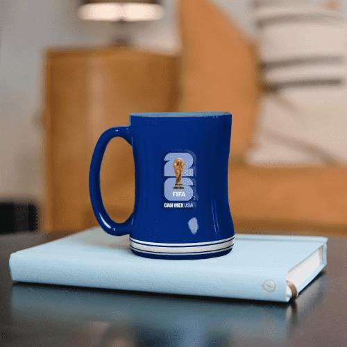 HONAV 2026 FIFA World Cup Sculpted Relief Ceramic Mug with Raised Design, 14 oz, Blue