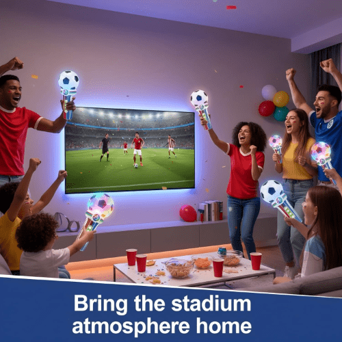 Ruutcasy 2026 FIFA World Cup LED Light Handheld Fan Cheer Microphone with 3 Cheer Sounds, Whistles, Drum & Recording