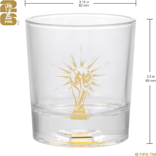 Wagon International 2026 FIFA World Cup Edition Whiskey Glass & Leather Coasters Gift Set, 2 of Each, 8 oz