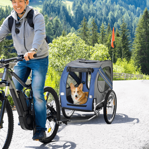 Aosom Pet Bike Trailer with 3 Entrances and Large Wheels for Off-Road & Mesh Screen
