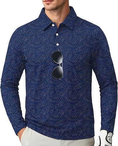 ZITY Long Sleeve Polo Shirts for Men Work Fish Outdoor