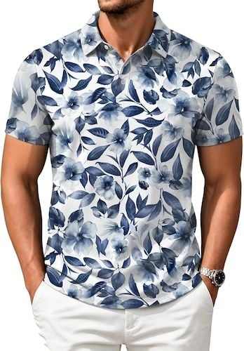ZITY Mens Golf Shirts Short Sleeve Print Patterns