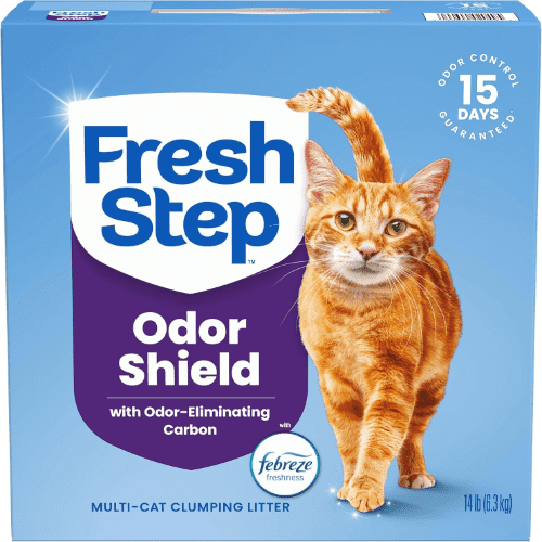 Fresh Step Low Dust Odor Shield Multi Cat Clumping Cat Litter with Ammonia Block Technology, Febreze Freshness, Compatible with Most Automatic Litter Boxes, 14 lb