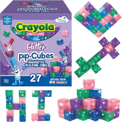 Crayola Mini Glitter Magnetic PIP Cubes, STEM & Montessori Building & Educational Toys, Ages 3+, 27-Piece Set