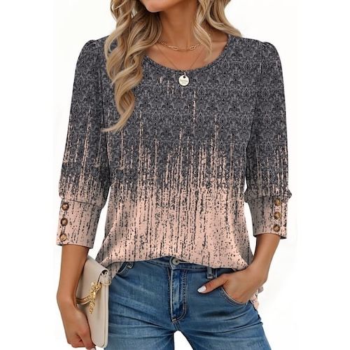 Fantaslook Womens Tops 3/4 Sleeve with Buttons