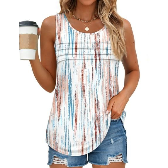 Fantaslook Pleated Tank Tops for Women Sleeveless Blouses